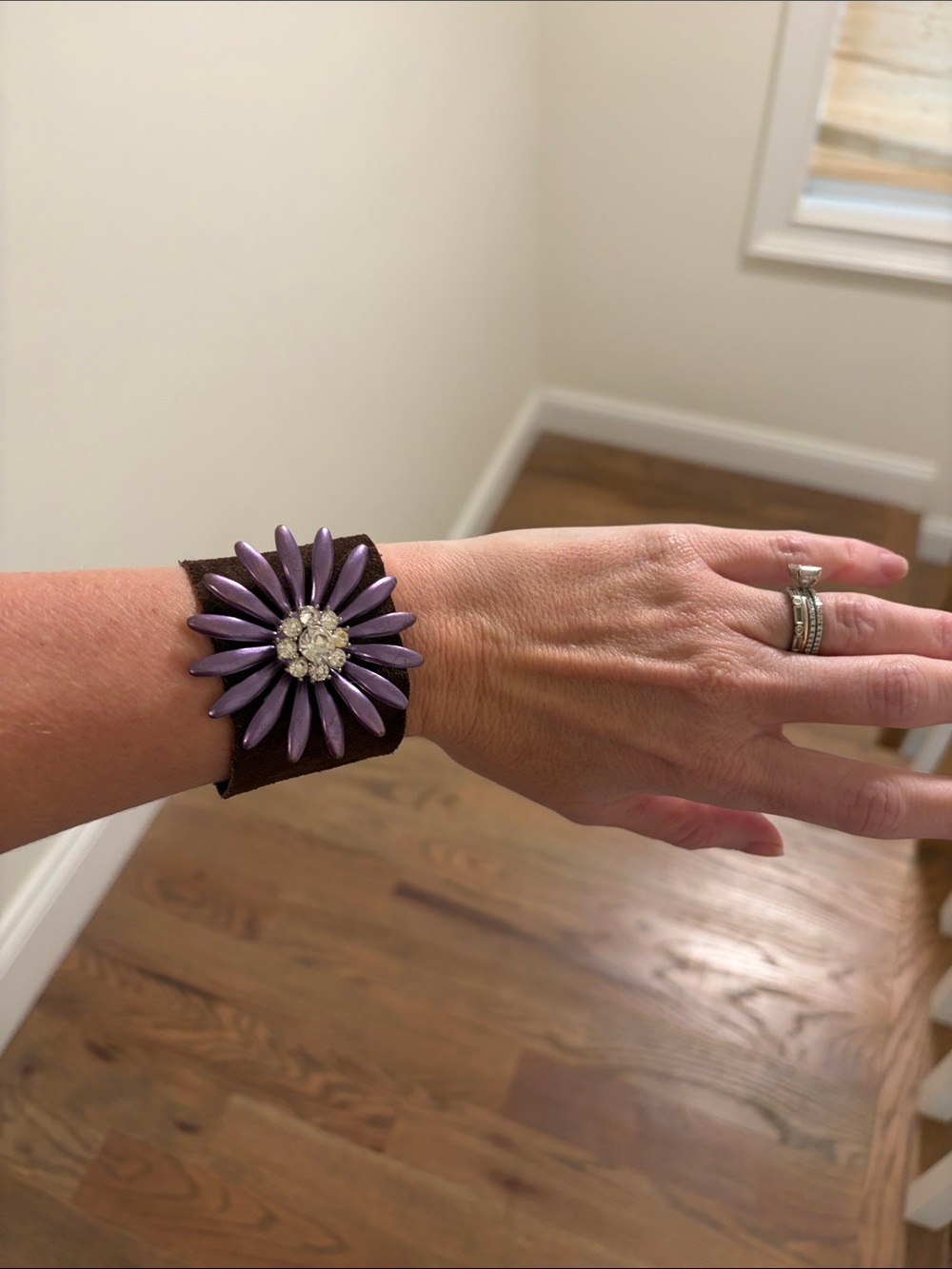 Purple Flower Cuff Bracelet Vintage GUC